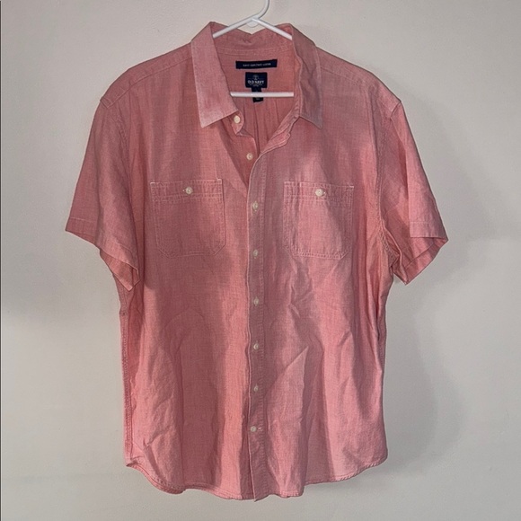 Old Navy Pink Casual Button Down Shirt Relaxed Fit - Picture 1 of 9